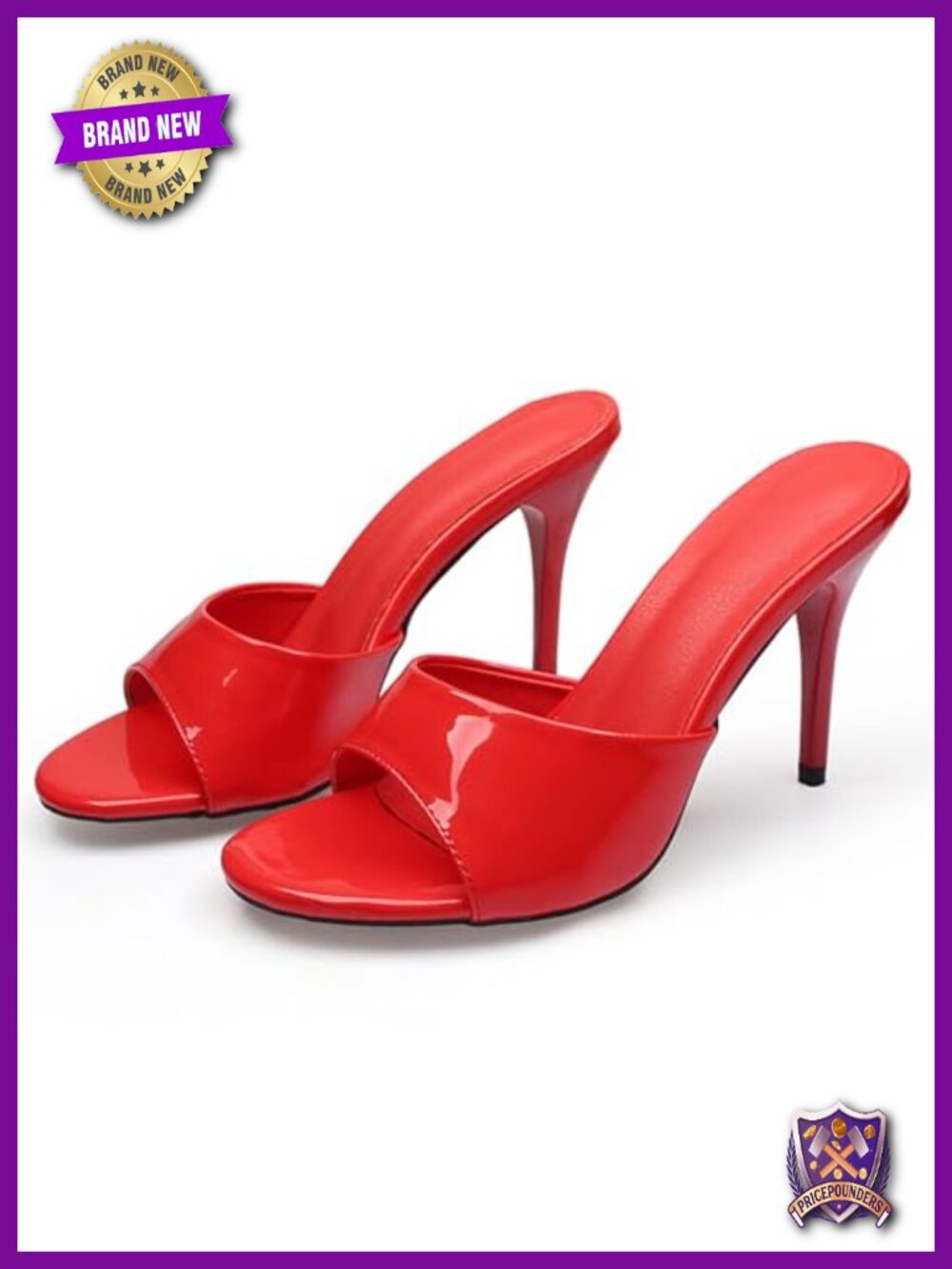 Patent Leather Stiletto High Heel Mule Sandals Open Toe Slip-on Heels